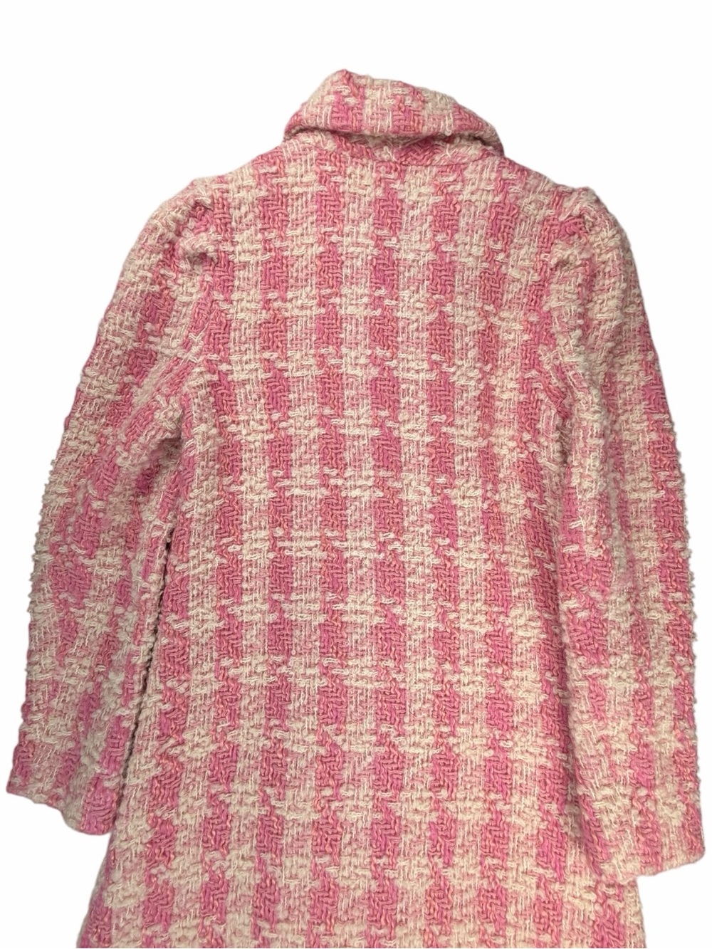 Love Shack Fancy Women’s Armstrong Pink Houndstooth Dense Wool Blend Coat Size 4 - Picture 8 of 12